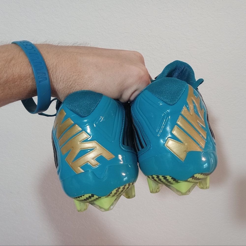 Nike Vapor Carbon 2 Men's 12 Cleats Jaguars Football 2014 Bkack Blue Green Jack - Picture 9 of 15